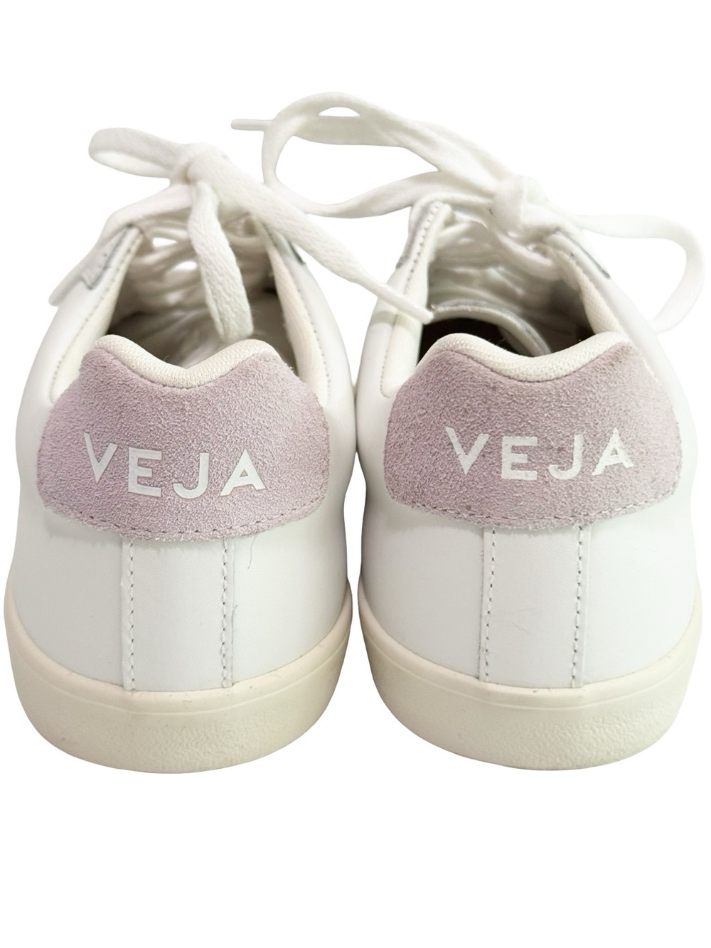 Veja White Sneakers with Lilac V Detail - Picture 7 of 13